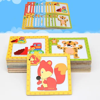 

3D Magnetic Puzzle Jigsaw Wooden Toys Cartoon Puzzles Tangram Kids Educational Toys 15*15*0.5cm For The Children Gift Hot Sale