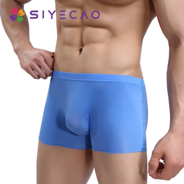 Mens Boxers Underwear Men Boxer Seamless Slip Homme Sexy Silk Underpants  Shorts Transparent Cueca Masculina Male Mid-rise Pants - AliExpress