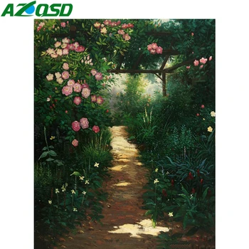 

AZQSD Unframe Painting By Number Canvas Kits Scenery DIY Handpainted Gift Coloring By Numbers Country Road Home Decoration