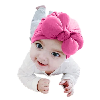 

New Baby Newborn Toddler Hat Big Bow Headwear Baby Solid Color Indian Turban Kids Baby Boy Girl Soft Cotton Cap