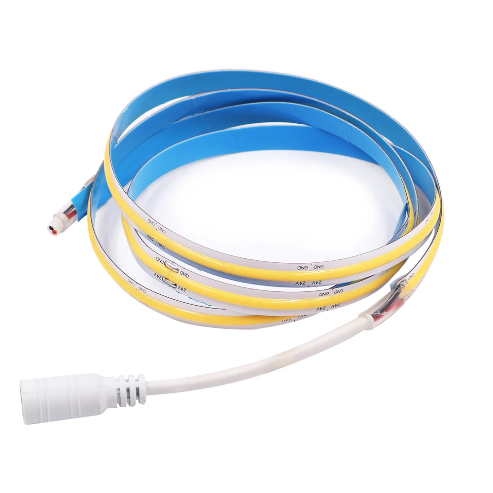 

LED COB Strip Light 12V 24V High Density 528LED 384LED Flexible FOB Led Lights With DC Connector Plug Linear Tape Dimmable