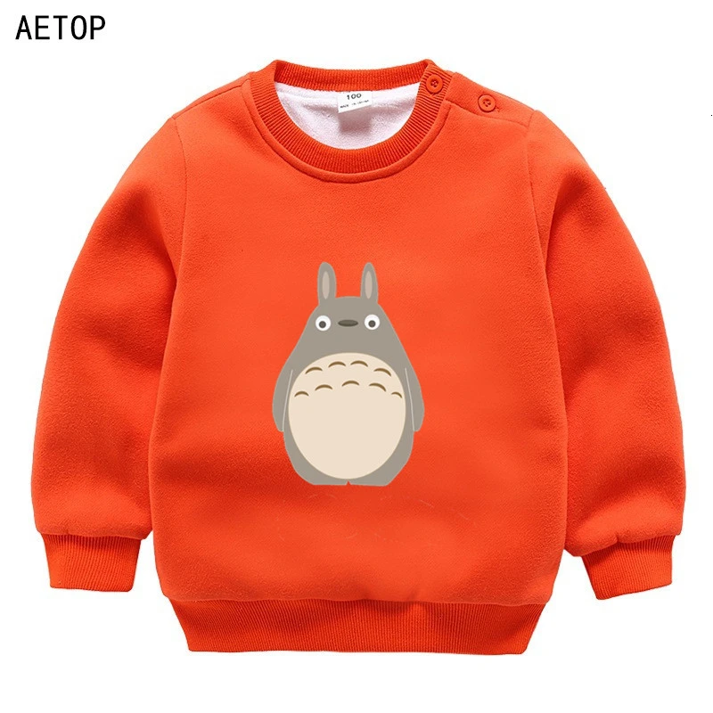 as picture ; зимние Бархатные фильм Толстовка totoro для мальчиков и девочек, забавные цветные детские с О-образным вырезом для шеи, детские топы с рисунками из мультфильмов для малышей - Цвет: as picture