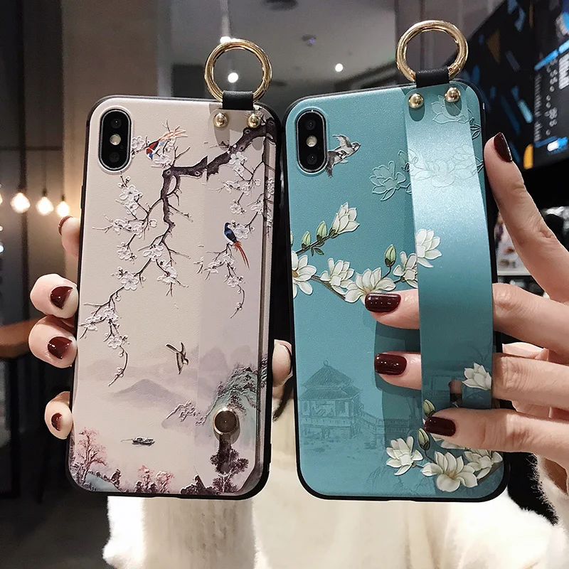 Чехол с держателем для телефона на запястье iphone 12 mini 11 Pro Max XR SE Xs max 7 8 6 plus мягкий