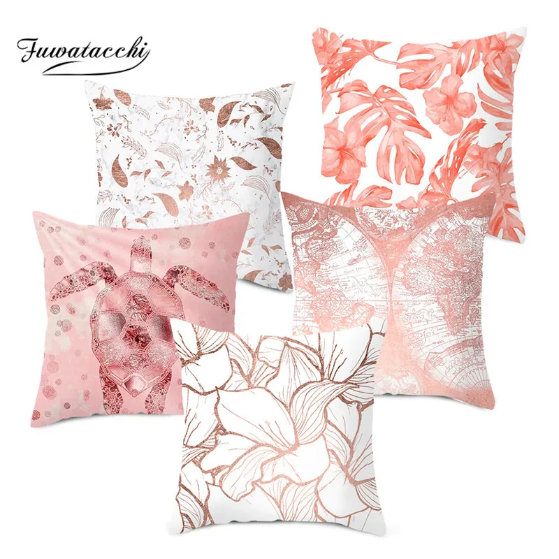 Плюшевые наволочки Fuwatacchi розовое золото геометрический цветок блестящий