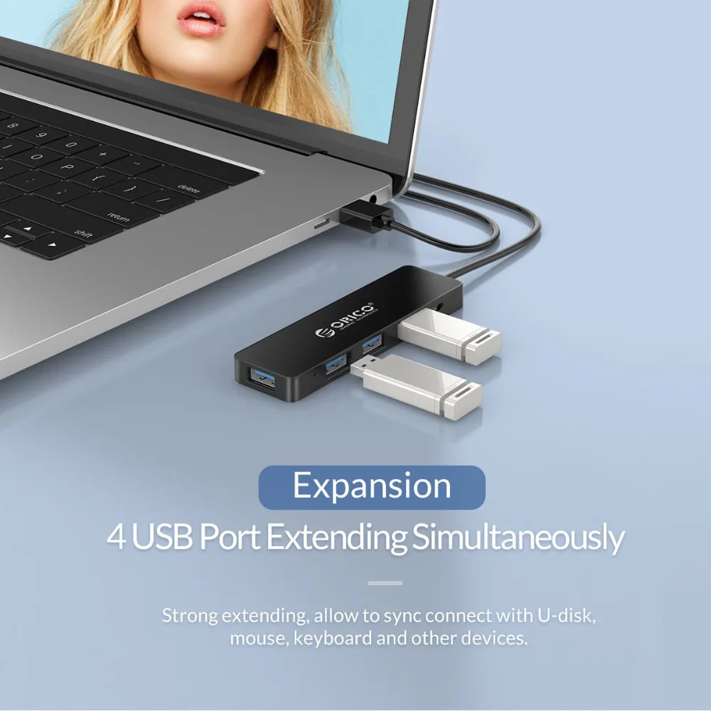 ORICO USB 3,0 концентратор с интерфейсом питания 4 порта USB разветвитель OTG адаптер Поддержка 5 Гбит/с 12 ТБ HDD для ПК компьютера ноутбука