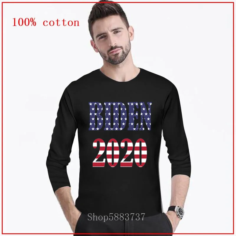 Biden 2020 США футболка с американским флагом цветные футболки мужская длинная 100%