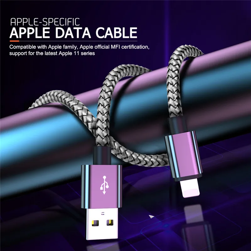 1 м 2 м 3 м Зарядное устройство USB кабель для передачи данных для iphone 11 Pro Xs Max XR X 8 7 6 6s plus 5 S 5S ipad mini 4 Быстрая зарядка провода для мобильного телефона
