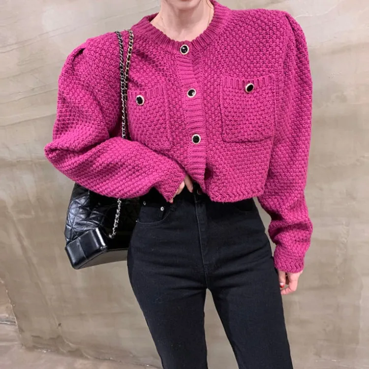 

Graceful Sweater Female 2020 Autumn and Winter New Style Two-color Loose Western Style Single-Breasted Knitted Cardigan Jacket