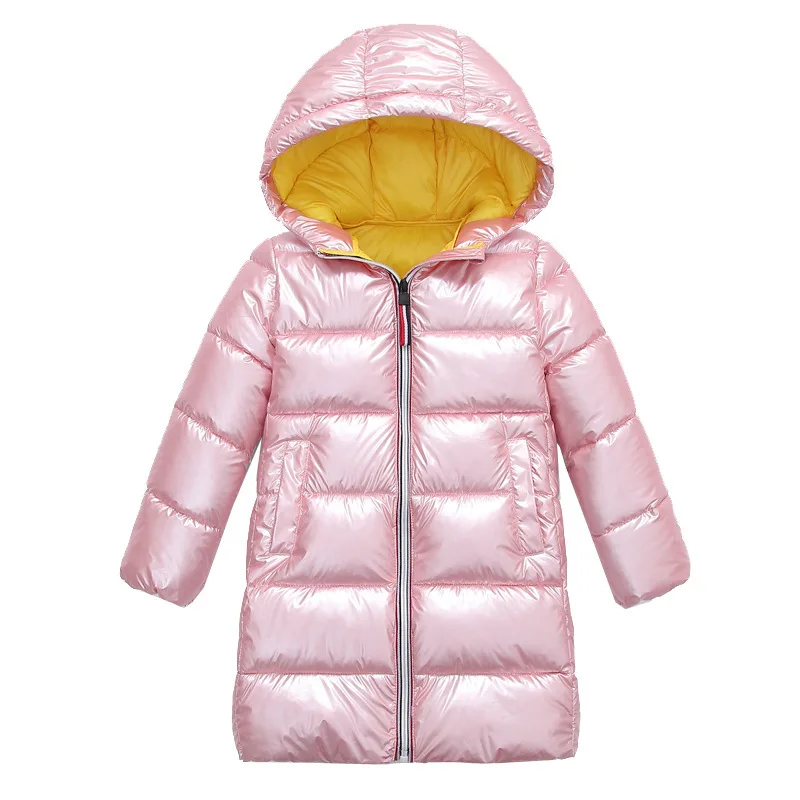 Детский зимний теплый пуховик для девочек, одежда серебряное пальто для мальчиков, водонепроницаемая куртка с капюшоном, верхняя одежда, детская парка