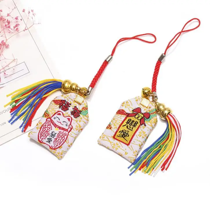 1 шт. Kawaii японский Omamori Cat Lucky Hapiness кулон держатель для ключей мальчик семья ребенок подарок вечерние сувениры - Цвет: 2