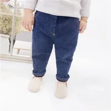 Год, поколение полных корейских мужчин и женщин, детские маленькие детские вельветовые джинсы супер мягкие джинсы из чистого хлопка с начесом