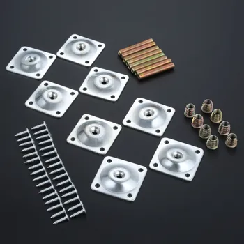 

8Pcs Furniture Leg Soft Table Chair Feet Attachment Plates Silver Color Furniture Leg Mounting Plates w/ Bolts Adapters 48x48mm