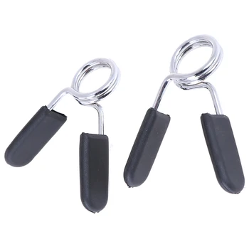 Kaufen 2PCS High Quality Solid Steel Barbell Gym Weight Bar Dumbbell Lock Clamp Spring Collar Clips Comfortable Rubber Grip Handle