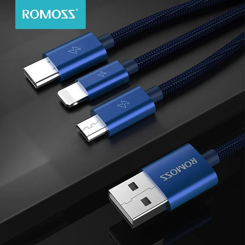 Кабель для зарядки ROMOSS USB Type-A/ Type-C/ Lightning/ Micro-USB 2A 1.5м | Мобильные телефоны и