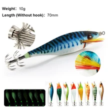 1PC Squid Lures Lead Sinker Jigs Octopus Wood Shrimp Bait With Squid Hook Luminous Fishing Lures Outdoor Fishing Accessories