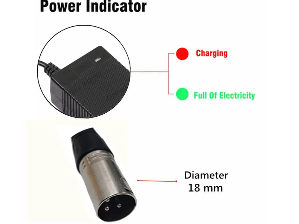 Battery Charger 36V 1.5A Battery Charger for 36V lead-acid battery Pack with XLRM connector