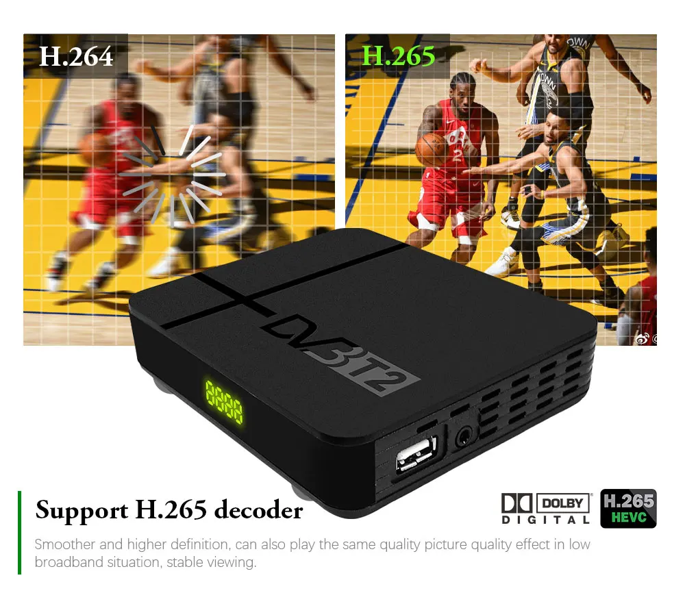 Полностью HD 1080p DVB T2 декодер цифрового наземного ТВ-приставка встроенный RJ45 LAN Поддержка YouTube H.265 Лидер продаж Европа Чешский Республика