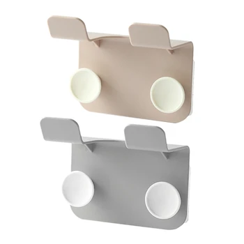 

Practical 2x Bathroom Hair Dryer Holder ABS Wall Stand Sturdy Adhesive Mount Stand Washroom Storage Rack Pink & Grey
