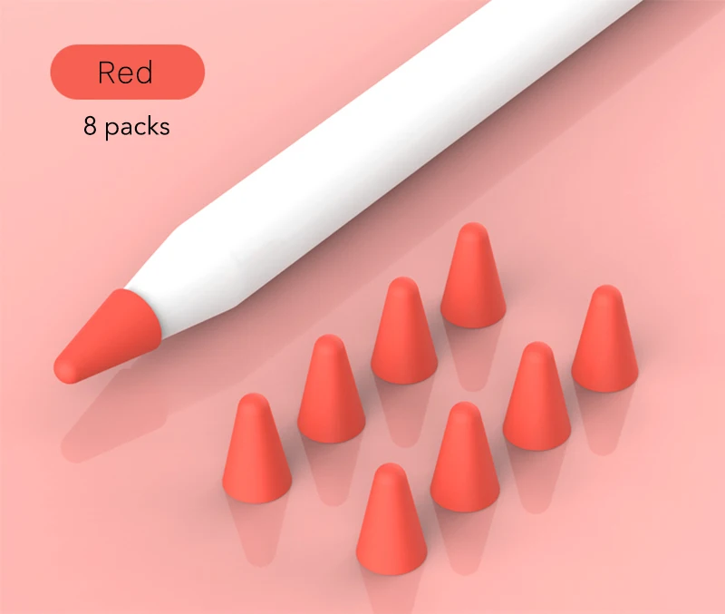 Red 8 шт. для Apple, колпачок для наконечника, защитный чехол для планшета, ТПУ, мягкое перо, крышка, хорошо совместима с Apple Pencil 1nd 2nd - Цвета: Red