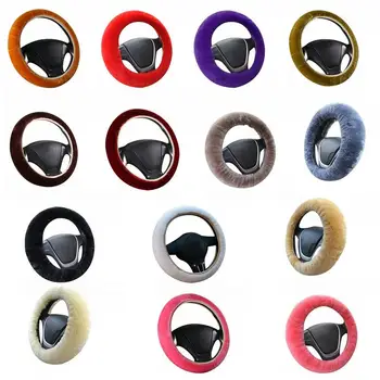 

3Pcs Soft Plush Spring Steering Wheel Cover Kit With Stop Lever+Hand Brake Wool Cover Auto Car Interior Accessory