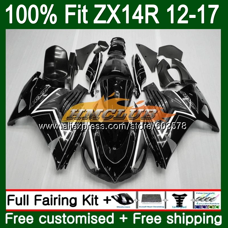 Инъекции для KAWASAKI ZX-14R ZX14R для детей возрастом 12, 13, 14, 15, 16, 17, 115CL. 12 ZZR1400 ZX 14R 2012 2013 серого и черного цветов, обтекатель
