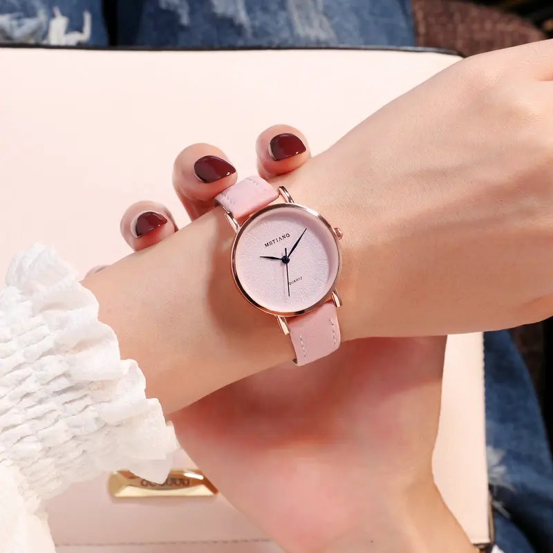 Mejor precio Relojes de pulsera de oro rosa para mujer, pulsera pequeña de correa de cuero, regalo para chica y9VKMjzQGVr