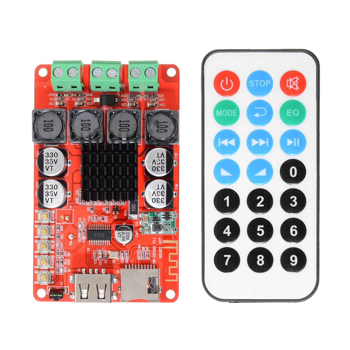 

TPA3116 Stereo Speaker Amplifiers 2X50W bluetooth Audio Receiver Amplifier TF Card Decoder With Remote Control