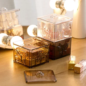 

Makeup Organizers Storage Box Lipstick Finishing Cotton Swab Boxes Plastic Stereoscopic Desktop Fnishing Neat Dustproof Holder