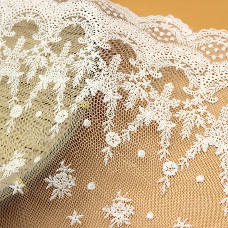 Soft Ultra wide Vintage Cotton Embroidery Lace Trim Lace Fabric Accessories Width 30cm/43cm 3Yds/lot lace ribbon,lace fabric,lace sewing accessories,lace sewing supplies,lace accessories,lace garment accessories,clothing craft accessories