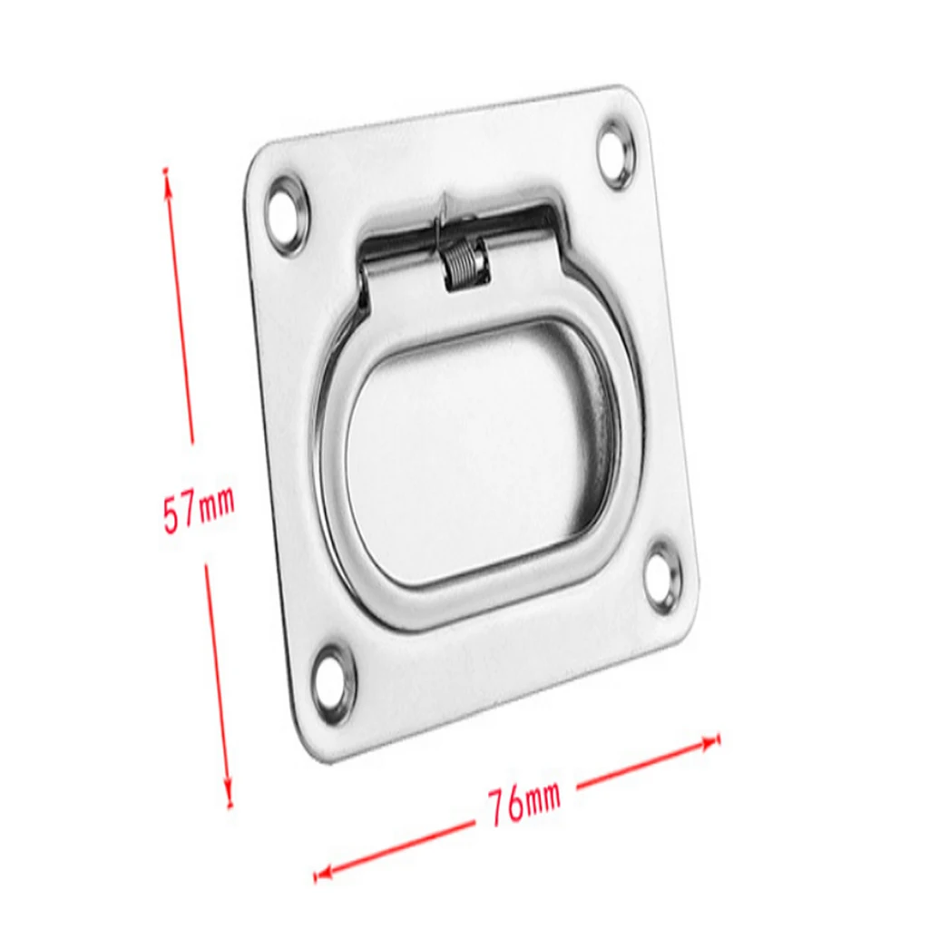 Rectangular Flush Spring Pull Lift Handle Marine Hatch Latch Accessories - Stainless Steel - 76 x 56 mm / 3 x 2.2 inches