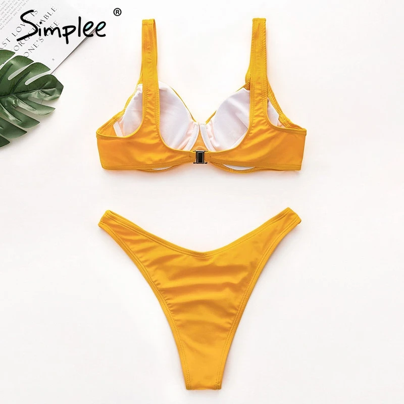 Комплект бикини Simplee размера плюс с пуш апом женский летний пляжный купальник