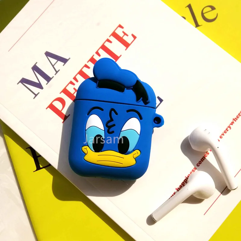 Donald Duck Милый мягкий беспроводной Чехол для наушников для Apple AirPods 2 Силиконовый чехол для зарядки наушников Защитный чехол для AirPods аксессуары - Цвет: Donald Duck