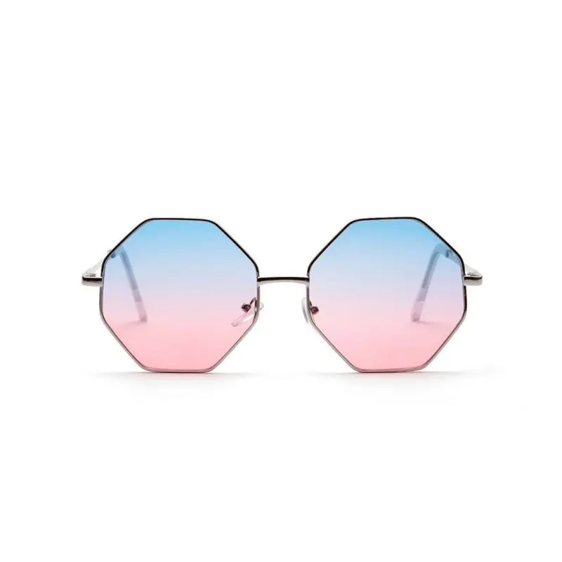 Модные женские очки, фирменный дизайн, женские шестигранные солнцезащитные очки, женские солнцезащитные очки, голубые, розовые, прозрачные линзы, солнцезащитные очки