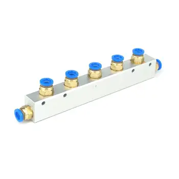 

A Kit Push Fit 8mm 5 Way Pneumatic Air Manifold Block Splitter With Couplers