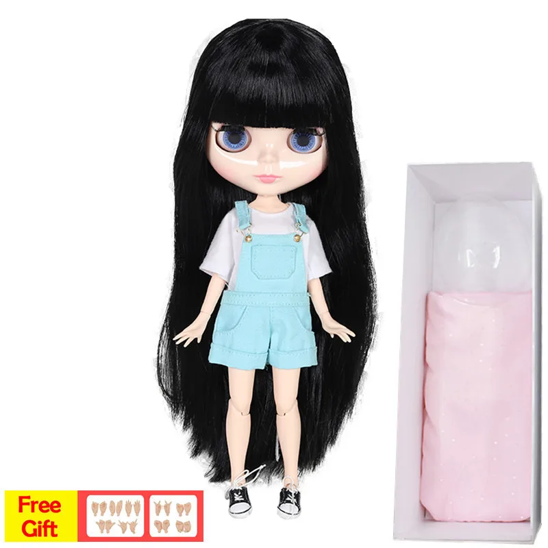 Кукла Blyth 1/6 BJD 30 см 7/19 суставов, белая кожа черные волосы, одежда+ обувь+ коробка набор, куклы игрушки для детей девочек подарочная коробка