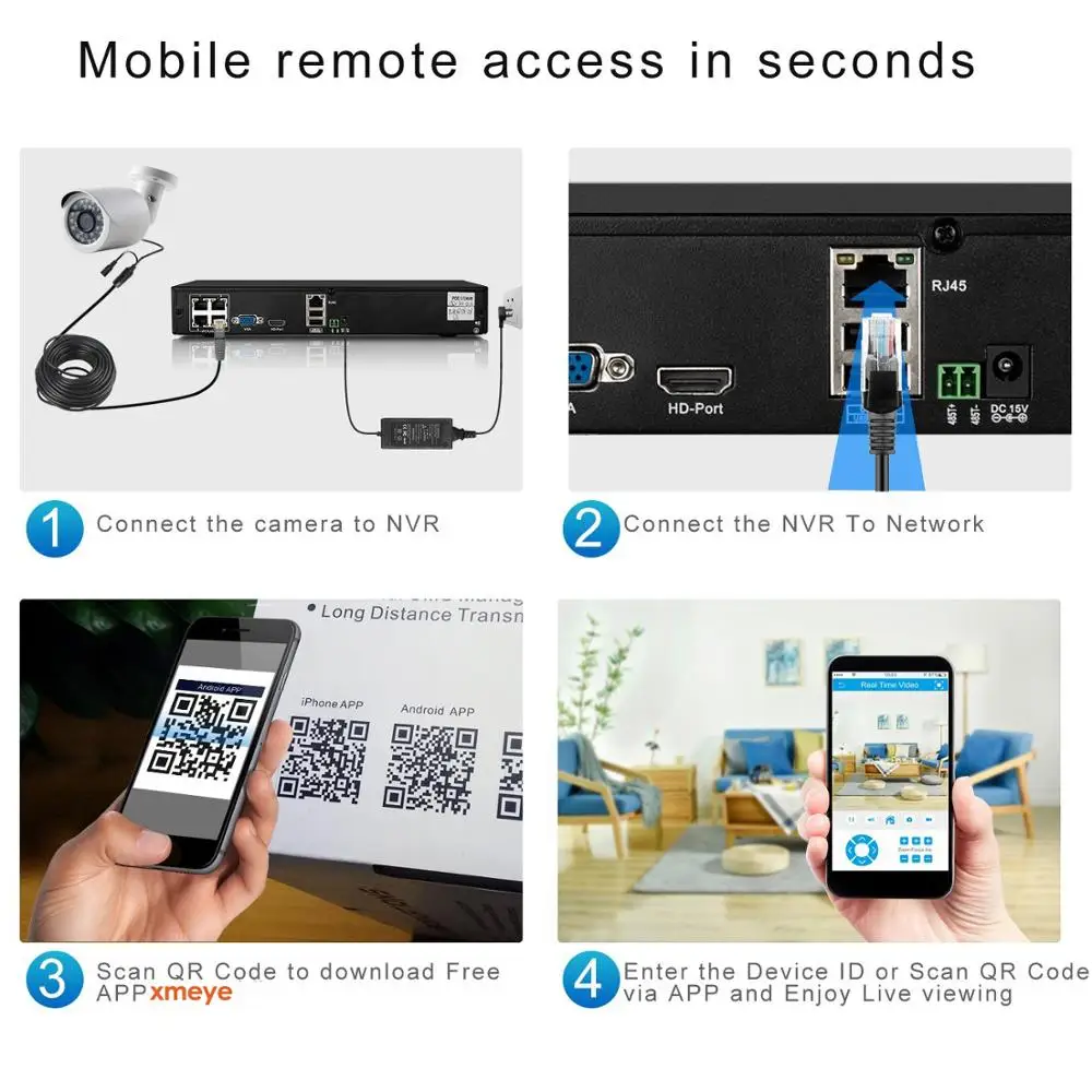 4K 8MP PoE NVR Video Surveillance Recorder