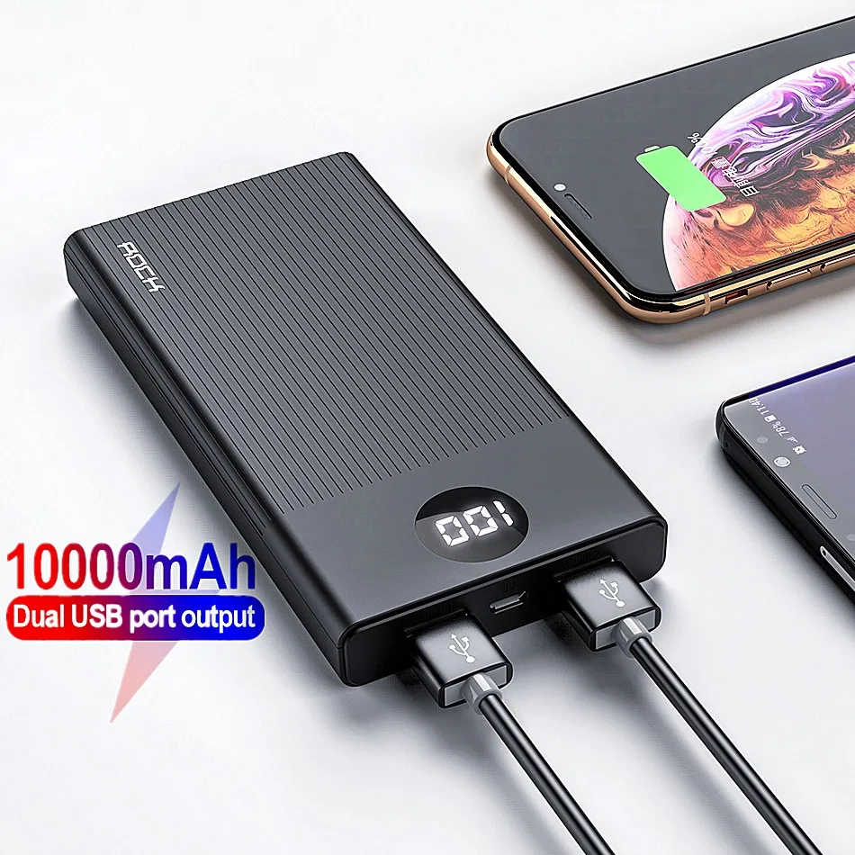  ROCK power Bank, 10000 мА/ч, портативное зарядное устройство для быстрой зарядки, USB PoverBank, Внешнее зарядное устройство для iPh 