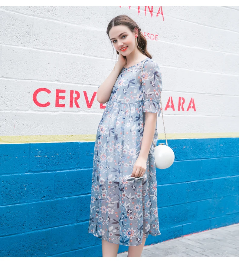 Летнее шифоновое свободное платье для беременных, костюмы для беременных, Летнее Длинное нарядное платье, JoyRay.B