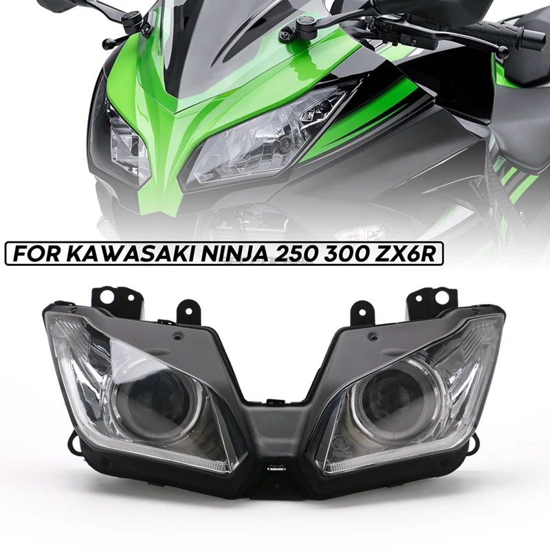 

Angel Eye For Kawasaki NINJA 250 300 ZX6R ZX 6R NINJA250 NINJA300 HID Projector Motorcycle Headlight Assembly 2013-2015 2016