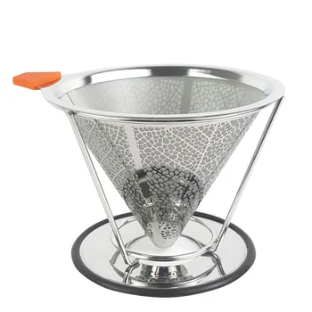 

Coffee Filter Cone Coffee Dripper Paperless Double-Deck Pour Over Coffee Maker with Separate Stand