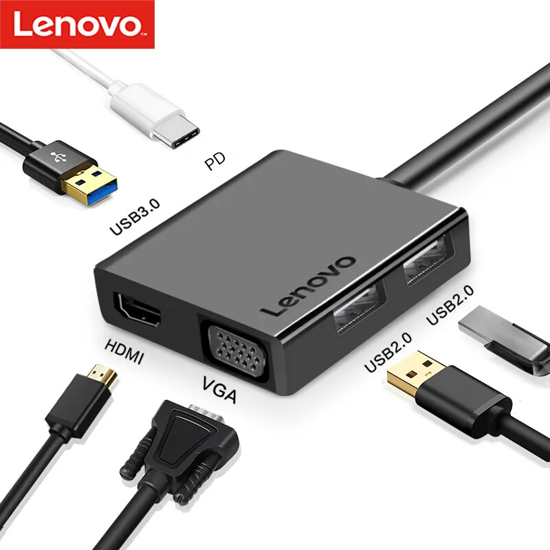 hundehvalp Panter ingen Lenovo USB 3.1 Type-C Hub To HDMI Adapter 4K Thunderbolt 3 USB C Hub with Hub  3.0 TF SD Reader Slot PD For Lenovo ThinkPad