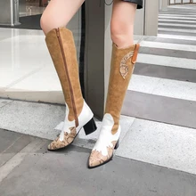 Женские ковбойские ботинки с острым носком в западном стиле; женская обувь «казаки»; женские ковбойские ботинки для верховой езды; Botas Mujer