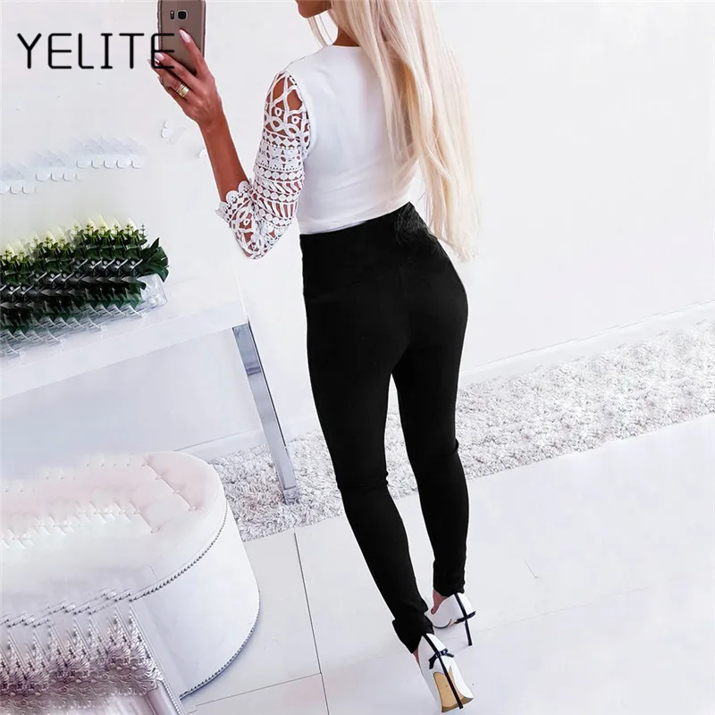 YELITE, новинка, сексуальные женские джинсы с пуговицами, черные женские брюки с высокой талией, Женские Эластичные Обтягивающие Брюки, эластичные женские брюки
