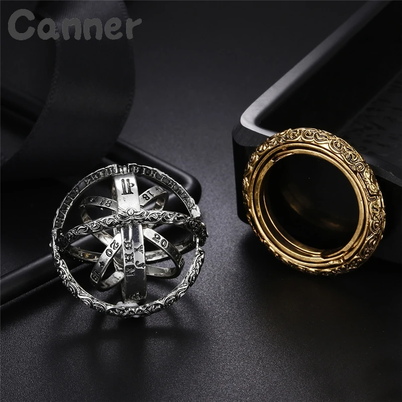 

Astronomical Ball Rings Cosmic Star Ring Complex Rotating Clamshell Astronomical Ring German Retro Rings for Men Women