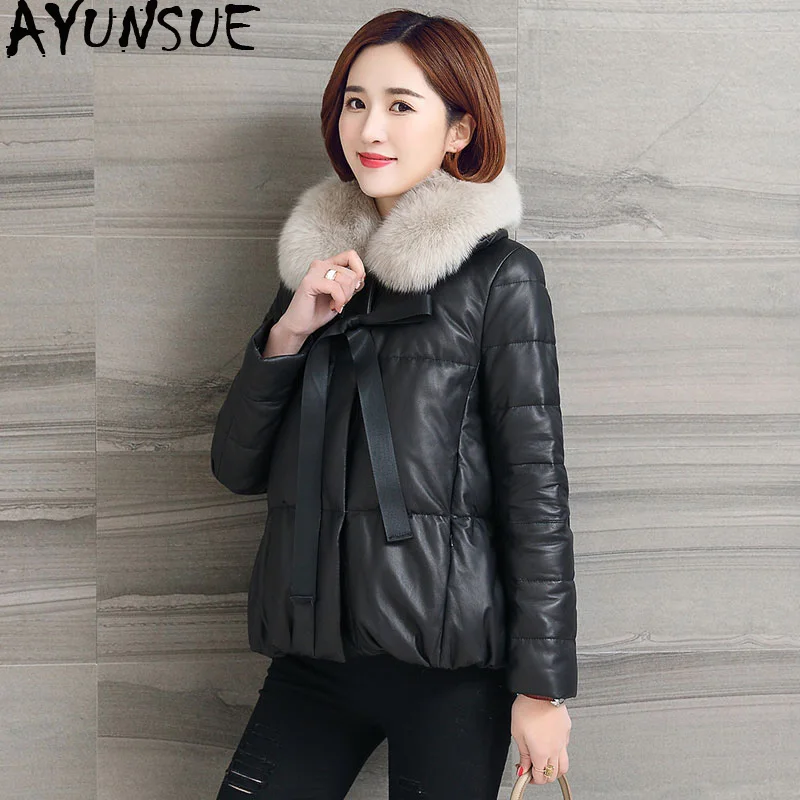 

AYUNSUE 2019 Genuine Leather Jacket Winter Jacket Women Fox Fur Collar Down Jackets 100% Real Sheepskin Coat chaqueta mujer MY