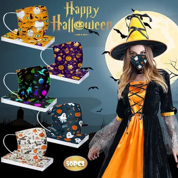 

Adult Halloween Mask Disposable Non-woven FaceMask 3ply Breathable Masks for face mouth Ear Loop mascarillad desechables