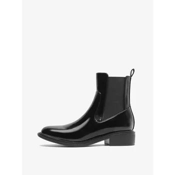 

Simple Medium Heel Women 's Boots Flat-bottomed All -match Bare Boots Chelsea Elastic Belt Round-headed Women 's Short Winter