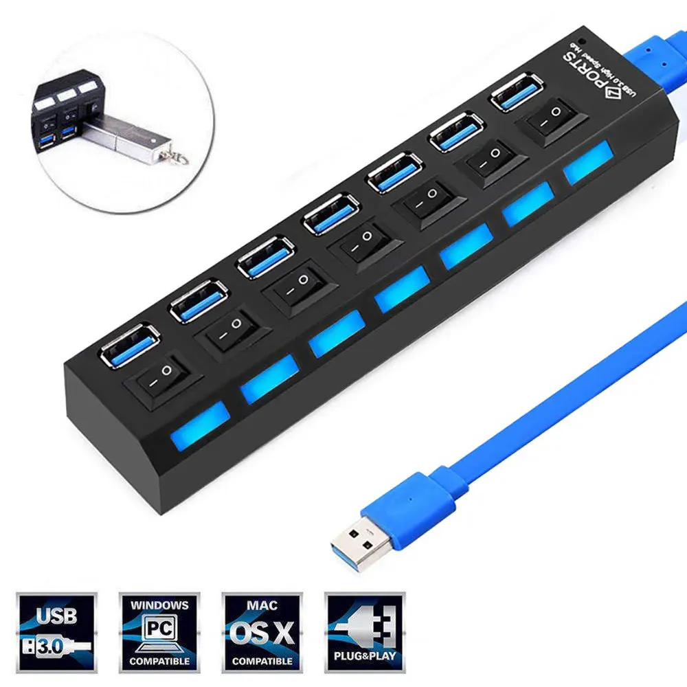 Usb хаб 3 0 2 4 7 портов Micro USB Разветвитель Hab высокоскоростной 5 Гбит/с разветвитель