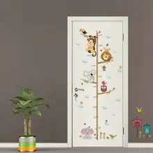 Мультфильм животных дети высота мера наклейки съемные настенные наклейки DIY обои для детского сада дома детская комната украшения QX2D