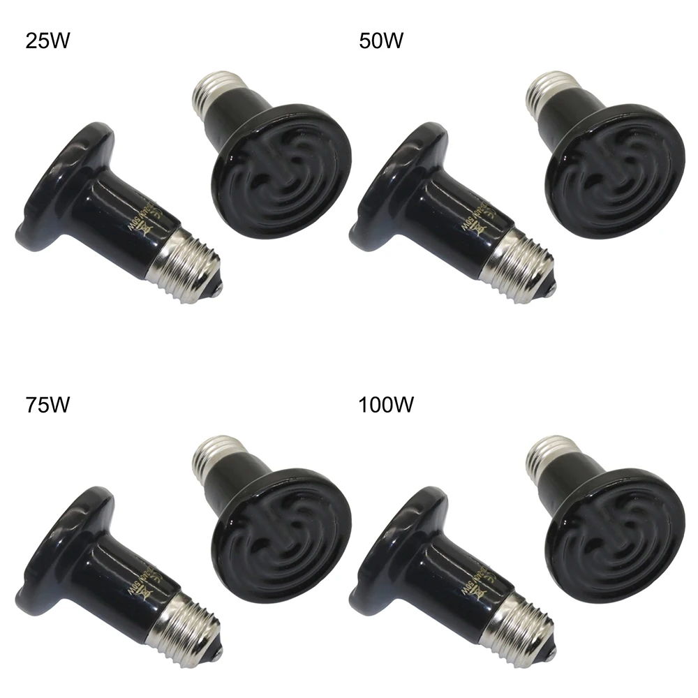 Mini Pet Heating lamp Black Infrared Ceramic Emitter Heat Light Bulb Pet Brooder Chickens Reptile Lamp 25W 50W 75W 100W 1 PCs 25